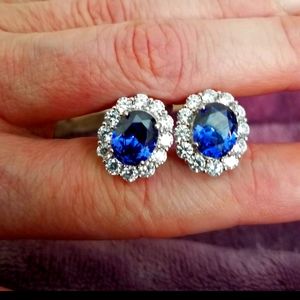 14kt White Gold Sapphire Earrings